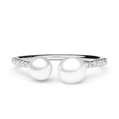 Inel cu perle naturale din argint si cristale zirconiu DiAmanti SK20211R-G